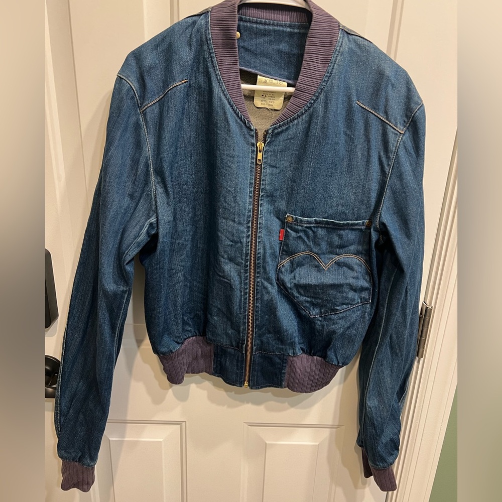 Vintage Levi Red Denim Bomber Jean Jacket
